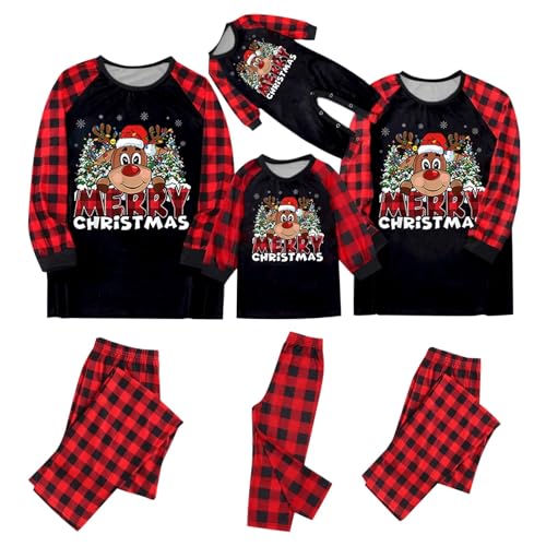 DBMZV Xmas Pyjamas Costume Vêtement de Nuit pour La Famille Chemise Compagnie Hommes Femmes Xmas Nightgown Christmas Pajamas Deguisement Mere Noel Sexy Femme (Noir,XL)