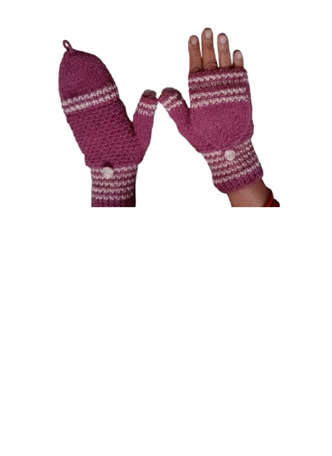 AJ Creations Winter Woolen Fingerless Gloves With Flip Top for Men Women, Handmade Convertible Warm Mitten Hand Gloves, Wool Knitted Clamshell Short Gloves (Pack Of 1 Pair) Random Color