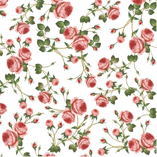 Keep Unique 20-ct 13x13 Flowers Paper Luncheon Decoupage Napkins, 3-Ply Servilletas Printed Flower Rose Pattern Cocktail Napkin for Art, Dinner and Party, Disposable Napkins Decorative