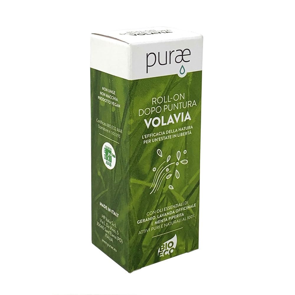 PURAE VOLAVIA ROLLER DOPOPUNTURA BIOLOGICO CON OLI ESSENZIALI PURI 15 ML NASOTERAPIA Lenitivo per punture di