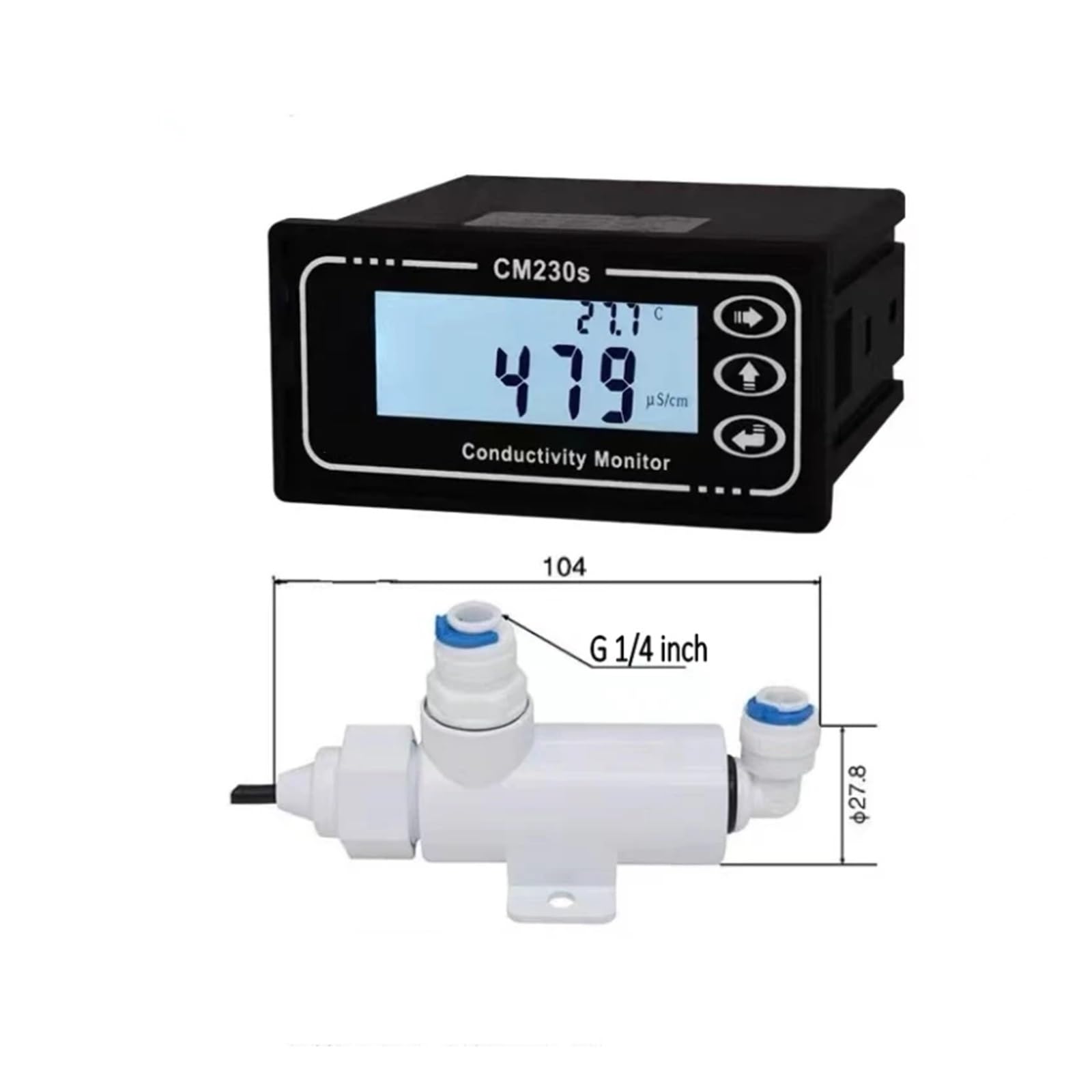 Medidor de conductividad AC220V Electrodo roscado, Medidor de conductividad en línea, Medidor de instrumento Electrodo de conductividad Reemplazo de agua