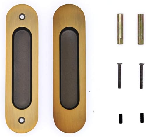 Miniatura 4 de LWZH Tirador de metal para puerta corrediza de granero, mango empotrado invisible de 5.9 pulgadas para armarios, cajones de armario, rectangular,