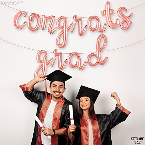 Image of Graduation decorations 2026 | Rose Gold Congratulations Balloons - 16 Inch | Script Congrats Grad Balloons for Graduation Decorations Class of 2026 | Grad party decor, KatchOn