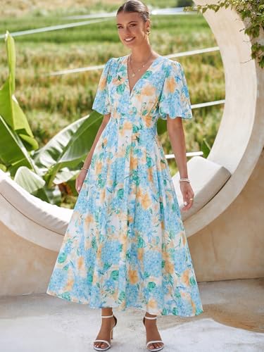 Image of Maxigerui Women's Summer Floral Maxi Dress Spring Wedding Guest Dress 2026