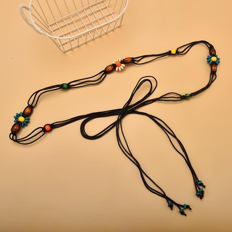 Boho Wooden Bead Waist Belt for Women Adjustable Bohemian Rope Belt forSummer Beach Accessories - Image 2