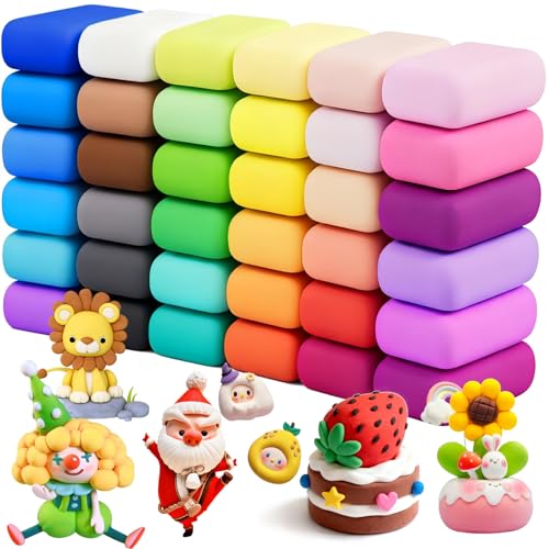 OJYUDD 36 Colors Air Dry Clay Set - Ultra Light Non-Toxic Eco-Friendly Modeling Clay with Tools (469g Multicolor For Kids Modeling Crafting Playing)