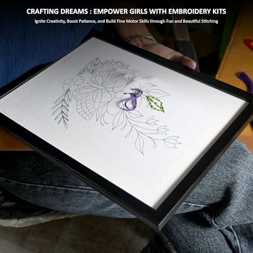 Image of picknMAKE Cotton Framed Embroidery Kit for Beginners,Cross Stitch Embroidery Kit,Hand Embroidery Kit for Adults,DIY Home Decor Items for Living Room,All Material Included,Multicolor