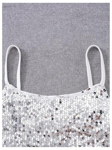 SHENHE Girl's 2 Pack Sparkly Sequin Top Spaghetti Strap Shiny Stage Party Crop Tank Camisole3