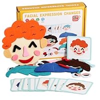 NPLSEO Social Emotional Learning Toy, Funny Faces Expression Change Toy, Magnetic Puzzle Wooden Toys, Educational Toy, Early Development & Activity Toys, Gift for Boys and Girls Aged 3–5 Years