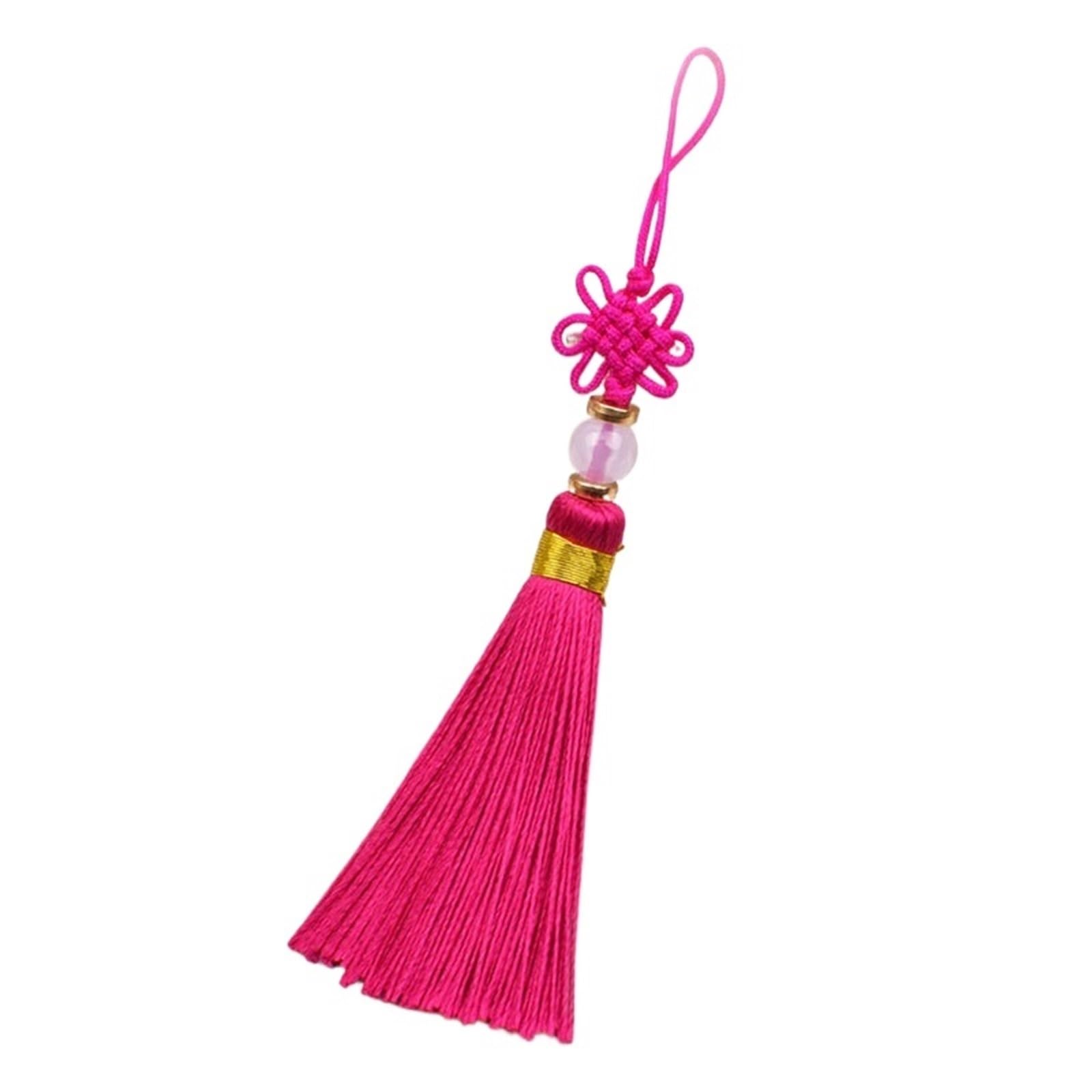 Mini Tassels 30Pcs Small Chinese Knots Craft Tassels Handmade Silky Mini Beaded Tassels for Jewelry Making DIY Earring Bookmark Supplies for Crafts(Rose)