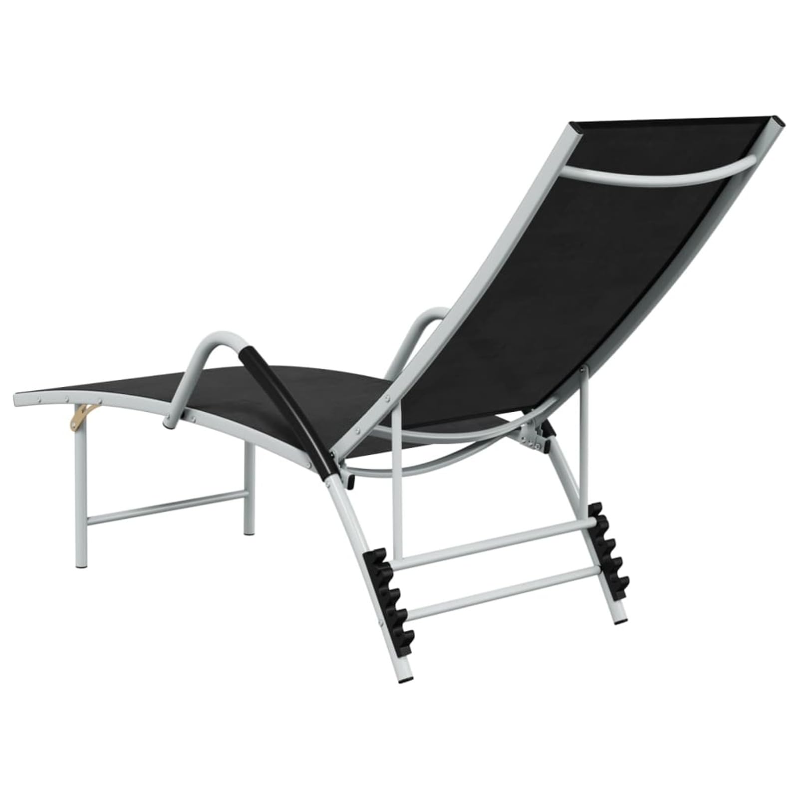 Homgoday Leżak tekstylny i aluminiowy czarny, leżak leżak, leżak ogrodowy, leżak na plażę, patio, basen i meble kempingowe
