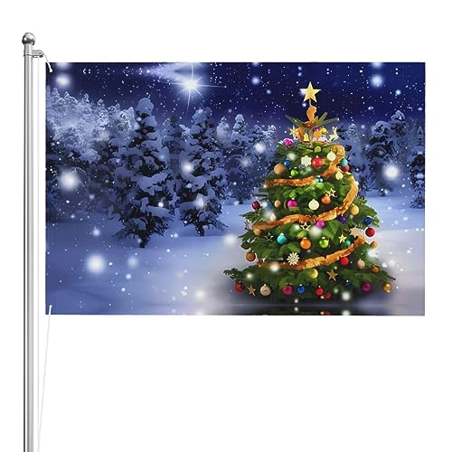 Drapeau de sapin de Noël 1,2x1,8 m en polyester avec oeillets