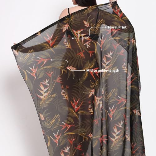 Image of EROTISSCH Women's Poly Georgette One-Piece Swimsuit Cover-Up Sarong, Made of 100% Polyester, Quick-Dry, Lightweight Beachwear for Girls with Adjustable Halter Neck, Suitable for Beach,Resort&Pool