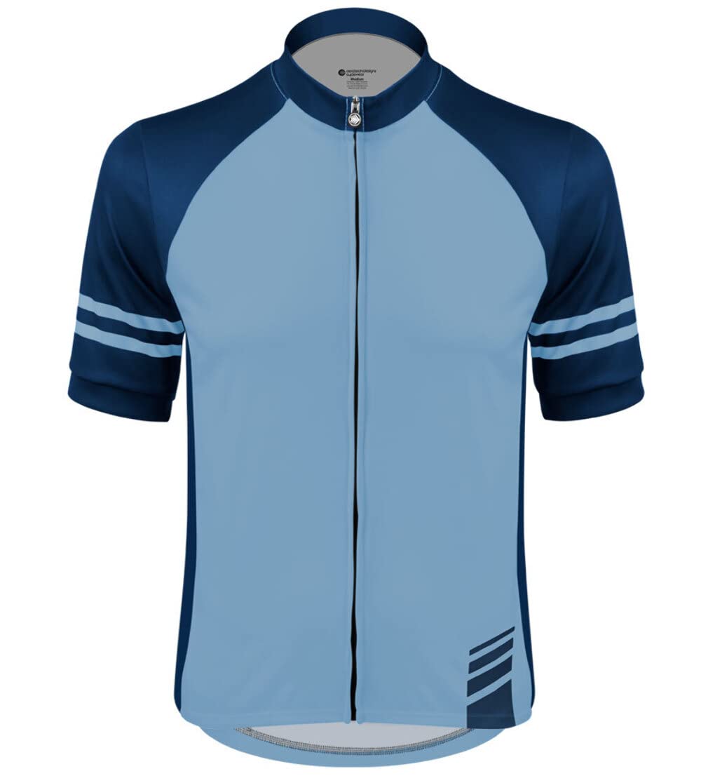 AERO|TECH|DESIGNS Men's Tall Fit USA Classic Printed Cycling Jersey (Navy Blue, Large)