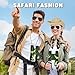 Horolam 4 PCS Safari Costume Accessories Set, Safari Hat Explorer Zoo Keeper Costume with Leopard Print Scarf Green Binoculars for Women Dress Up
