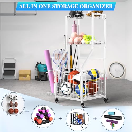 image for DUDUXI Sports Equipment Garage Organizer,Garage Ball Storage Rack with