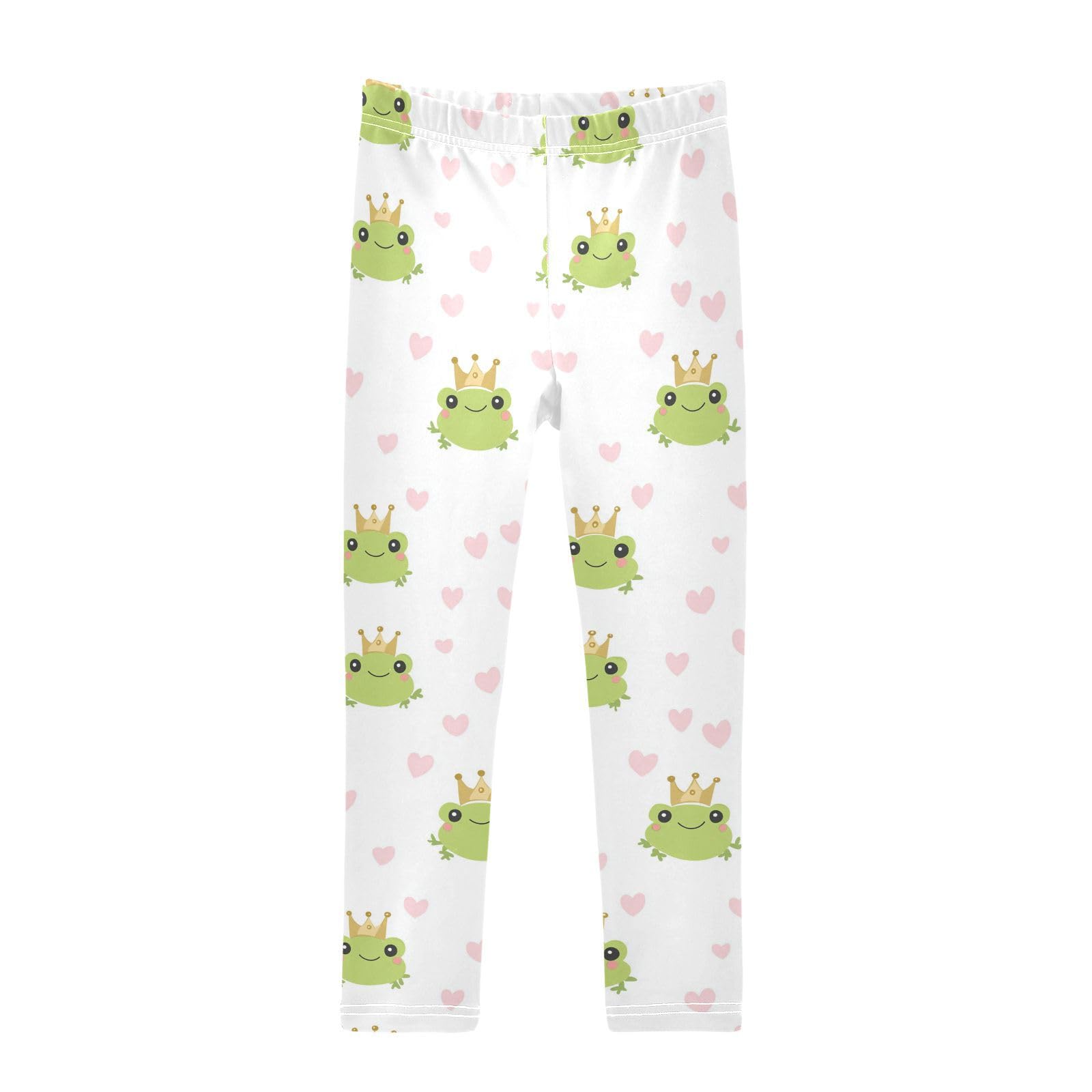Wusikd Frogs Princess Face Girls' Leggings Toddler Doodles Cute Kids Yoga Pants Dance Active Tights 4T Multi