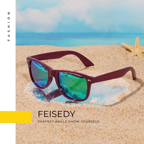 Image of FEISEDY Classic Square Retro Polarized Sunglasses Women Men 80s Sun Glasses Trendy UV400 B1858