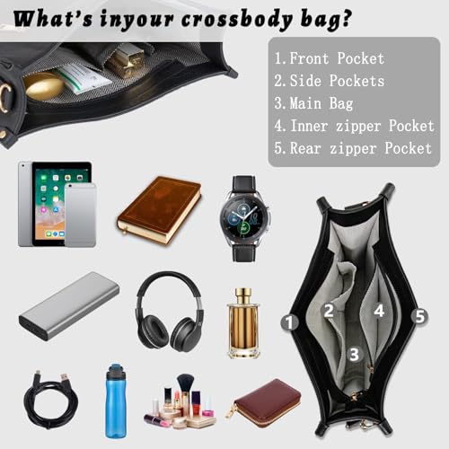 Women's Shoulder Handbags Fashion Leather Crossbody Bag Hobo Handbags Wallet Set Shoulder Purse for Women with 2PCS Adjustable Strap(Dark Brow)4