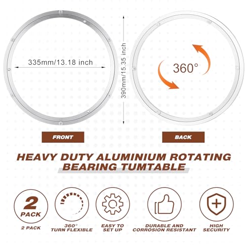Image of JaGely 2 Pack 16 Inch Lazy Susan Hardware Aluminum Alloy Turntable Rotating Hardware Heavy Duty Lazy Susan Bearing Ring Mechanism for Kitchen Dinning Table