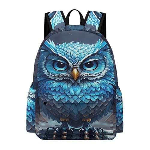Backpack for Travel, Blue Owl Print Modern Backpack Shoulder Bag