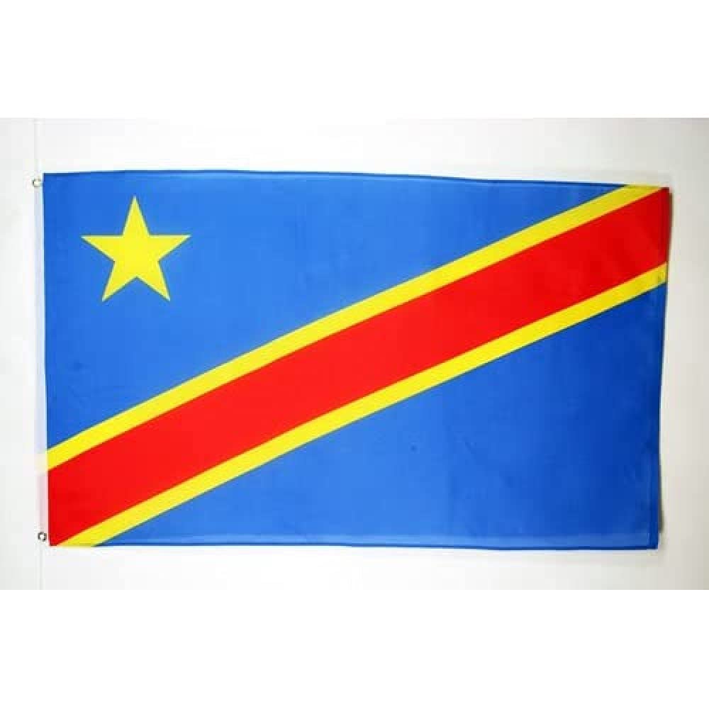 AZ FLAG - Democratic Republic Of The Congo Flag - 3x5 Ft - Light Polyester Congolese Banner with Two Brass Eyelets - Fade Resistant - Vivid Colors - 3' x 5' Feet - 150x90 Cm