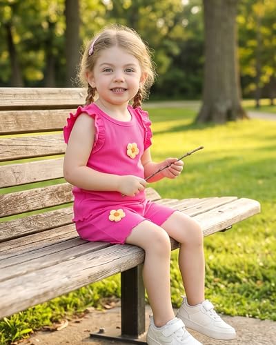 Image of Weebaby Toddler Girl Clothes Baby Summer Outfits Sleeveless Halter Top Ruffle Short Set Cute Kids Clothes Girls