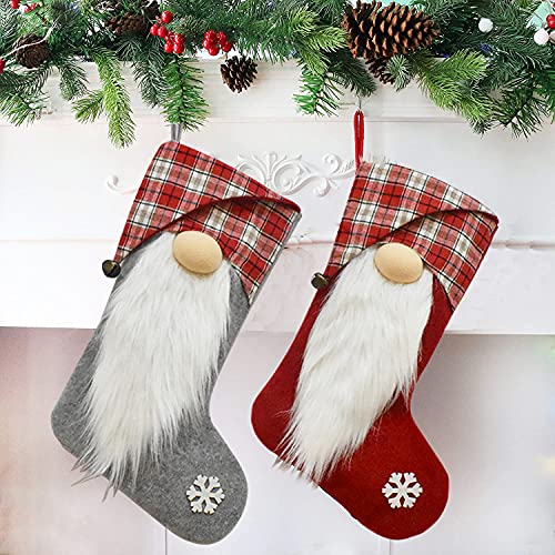 MACUNIN Weihnachtsstrümpfe, großer Nikolausstrumpf zum Befüllen als Weihnachtsgeschenktasche, Nikolausstiefel für Weihnachtsbaum, Kamin, Schaufenster, hängende Weihnachtsdeko (Typ 1) Cover