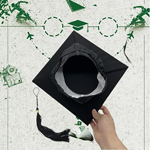 BROADREAM Bachelor hoed, doktershoed, diploma-hoed, studentenhoed, bachelor diploma-hoed voor afstudeerfeesten van studie, universiteit, universiteit, diploma - afstuderen hoed in zwart - Image 3