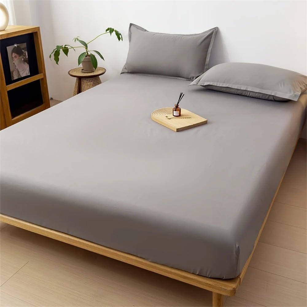 Throw Waterproof Mattress Cover Bed Fitted Sheet Mattress Bedspread Protector Pads Full Size Gray/White,Grey,140x200x30cm