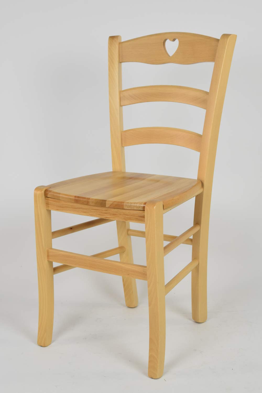 t m c s Tommychairs - Stuhl Cuore für Küche und Esszimmer, Robuste Struktur aus Buchenholz in der Farbe Naturfarben lackiert und Sitzfläche aus Holz