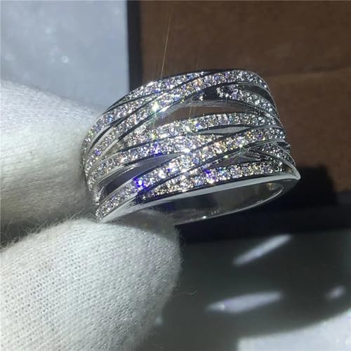 White Gold Plated White Cubic Zirconia Cross Wrapping Engagement Rings Wedding Bridal Band Promise Rings Evening Parties Anniversary Valentine's Day Gifts Eternity Bands for Women4