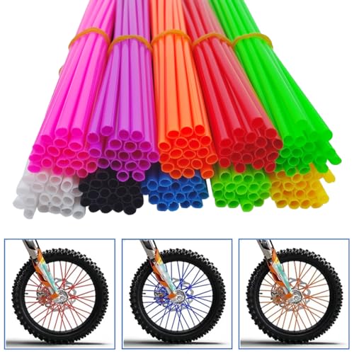 Image of DXMWWTP 180 PCS Spoke Skins Spoke Covers Plastic Bike Wheels Decorations Dirt Bike Rim Wraps Protector,10 Colors Bicycle Spoke Covers for Motocross Motorcycle Bicycle Wheelchair Accessories
