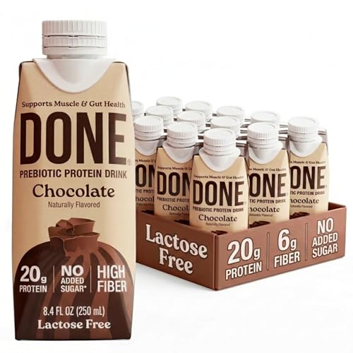 Image of Done Prebiotic Protein Drink, 20G Whey Protein, High Fiber Protein Shake With Prebiotics, Gluten Free, Lactose Free, No Added Sugar, Natural Flavor, Non GMO (Chocolate (15 Pack))