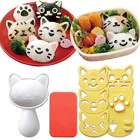Fellibay Rice Ball Mold Set Cat Lovely Rice Ball Mold Sushi Mold Pattern Sushi Kitchen Rice Mould Sandwich DIY Kitchen Tools Cover