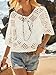 Fisoew Womens Crochet Cover Up Tops Summer Short Sleeve Hollow Out Sweater Shirts Boho Beach Swimsuit Coverups White