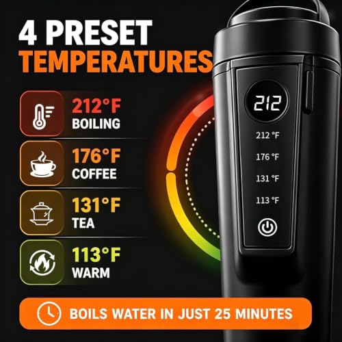 Image of 12V /24V Car Kettle, Portable Kettle for Hot Water (BLACK)