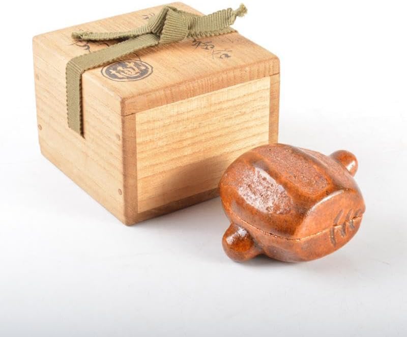 茶道具 大樋焼 九代大樋長左衛門作 飴釉 香合 共箱 C 4656