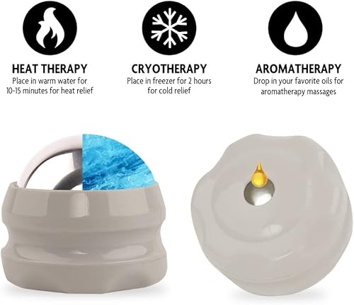 Miniatura 7 de AXiOFiT - Bola de rodillo de masaje criosfera para cuello, hombro, espalda, rodilla, pies, mano, acero inoxidable, tejido profundo, hielo, bola de