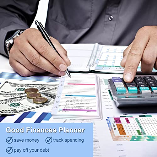 Wanglaism A6 Budget Planner Refill, 85 Sheets Colorful Weekly Monthly Planner Inserts 6-Hole Financial Planner For A6 Budget Binder Cover, Money Envelopes Organizer For Wallet, Cash, Saving #TOP6