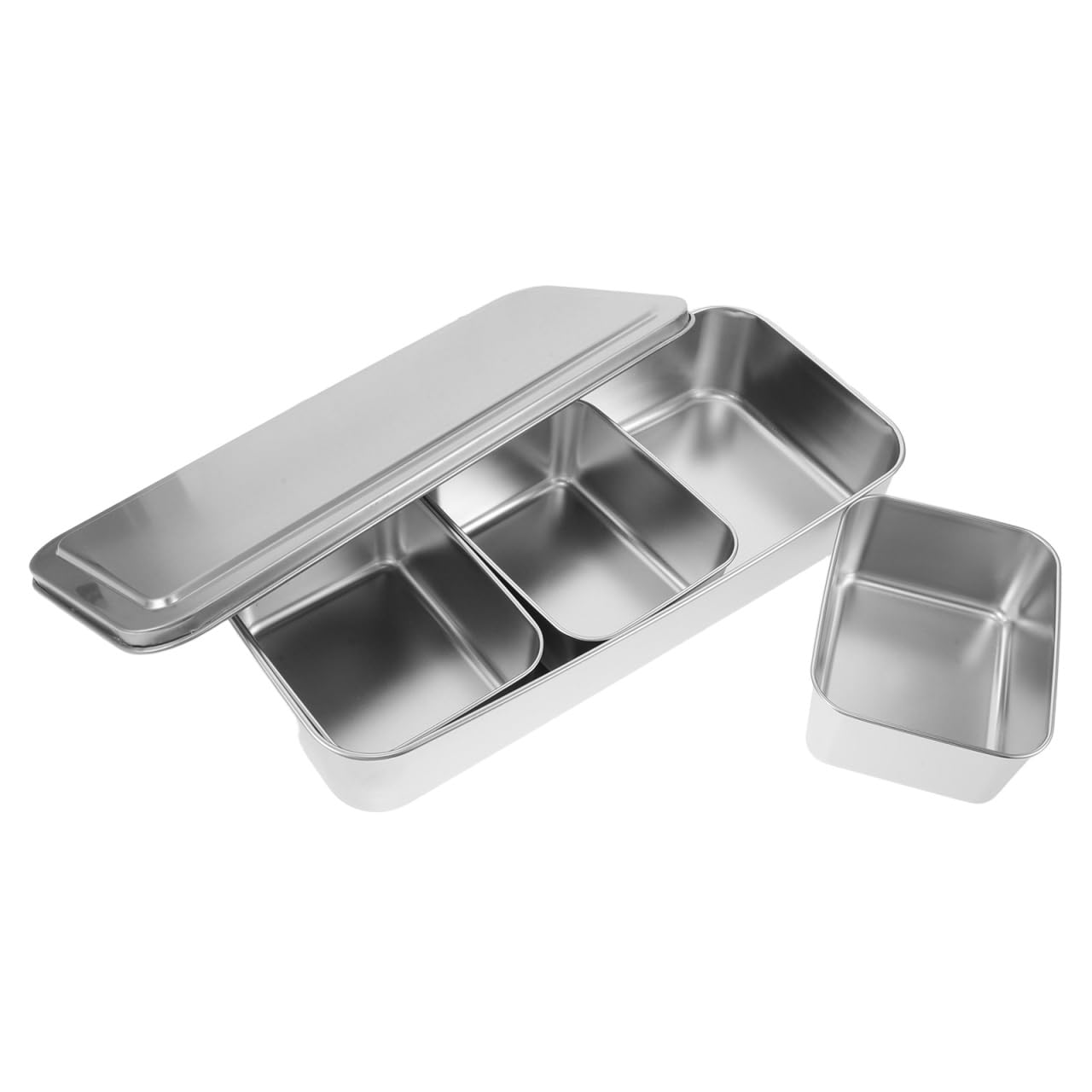 Boîte À Épices En Acier Inoxydable Avec Couvercle Hermétique Organisateur Compact À 3 Compartiments Pour Rangement Assaisonnement Cuisine Et Extérieur