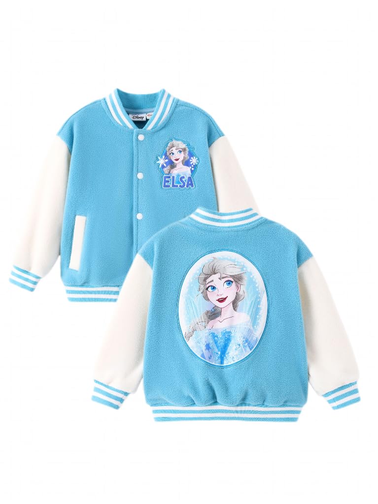 Disney Kids Fleece Bomber Jacket, Varsity Outerwear with Pockets, 2-10Y