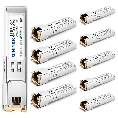 Image of [10 Pack] 1.25 /2.5 /5 /10G SFP+ to RJ45 Transceiver, 10Gbase-T SFP+ Ethernet Copper Module for Cisco SFP-10G-T-S, MikroTik S+RJ10, Ubiquiti UF-RJ45-10G, Netgear, TP-Link, Fortinet (CAT.6a /CAT7, 30m)