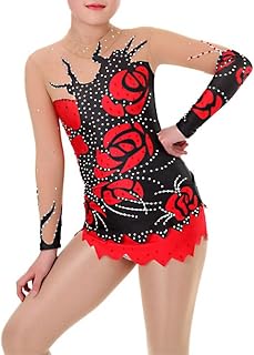 GICIR Rhythmic Gymnastics Leotards,Women Girl Quick Dry Skating Wear N Figure Skating Dress Leotard