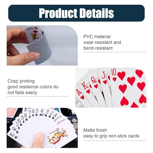 Wasserfeste Plastik Spielkarten, 1 DeckBlau, Ideal für Poker, Doppelkopf, Romme und andere Kartenspiele, Langlebig und Spielstarke Spielkarten – Bild 4