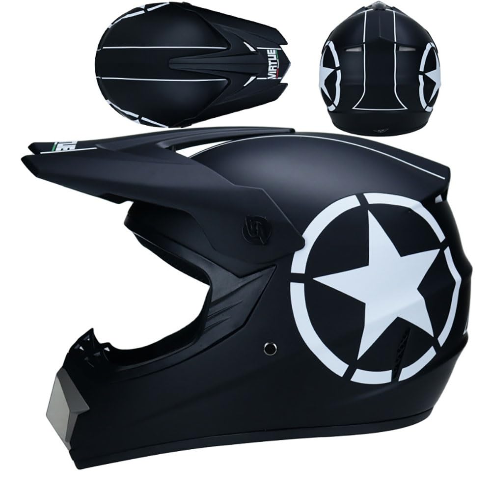 Integral MTB Casco de Motocross, con Gafas Guantes Mascarilla, Juventud Niños Cómodo Todoterreno Motocicleta ATV Chocar Cascos, Dual Sport Descenso Enduro BMX Quad Dirt Bikes Casco