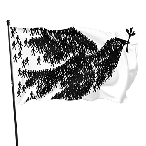 WH-CLA Blumen Flagge Friedenstaube Muster Der Menschlichen Yard-Flaggen...