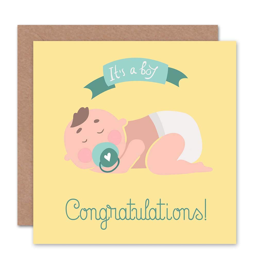 Wee Blue Coo CARD GREETING NEW BABY BOY CONGRATULATIONS