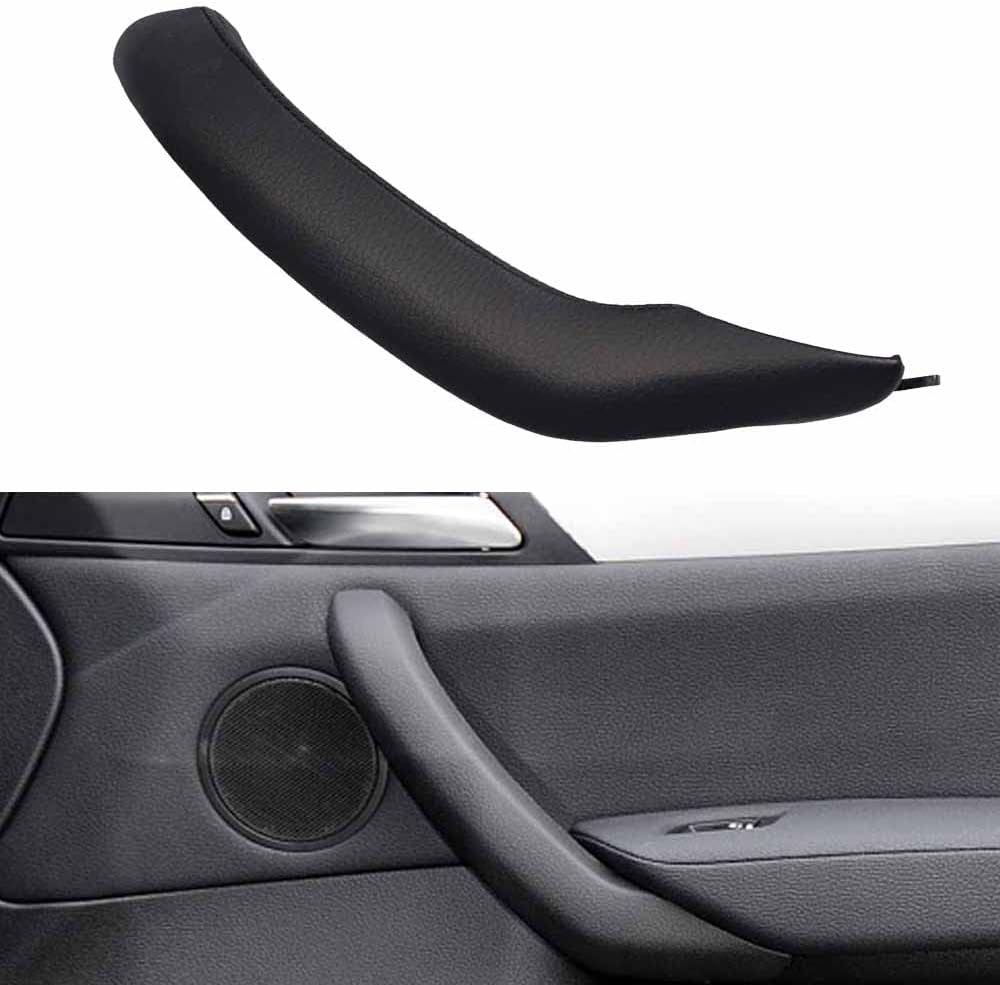 Right Side Passenger Door Handle Outer Leather Door Handle Outer Cover Replacement Compatible with BMW X3 X4 F25 F26 2010-2016 (Right, Black)