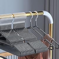 DARUITE Metall-Kleiderbügel 20 Stück – Edelstahl, Silber, 42 Cm | Rutschfest & Platzsparend | Für Hemden, Kleider, Jacken